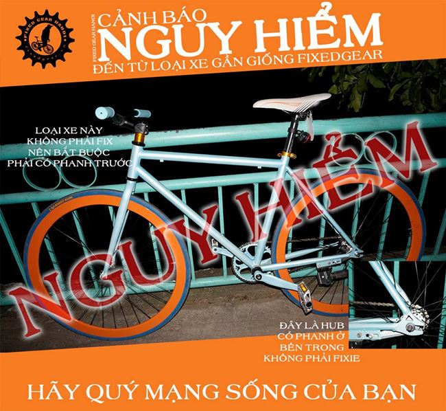 Xe đạp  Fixed Gear rởm tác hại chết người cho người mua